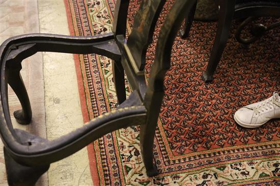 A pair of 1920s chinoiserie lacquer dining chairs